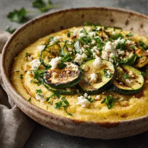 Maïs-polenta met gegrilde courgette en feta